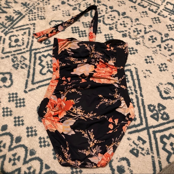Zimmermann Black Pink Rose Floral Halter Swim Suit - Picture 8 of 9